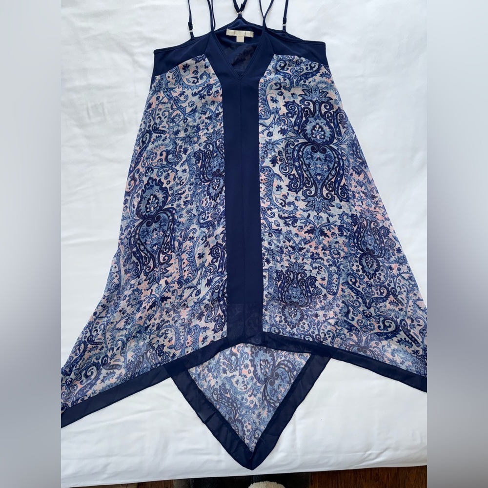 Boston Proper Boho, handkerchief hem, beachy Paisley Midi Dress NWOT - Picture 5 of 7